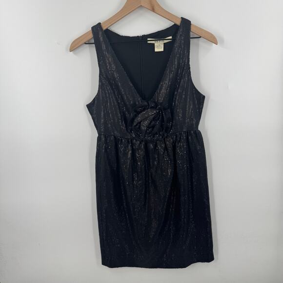 Y2k Ark & Co Sequin Mini Party Dress with Rose Accent Black Nylon Size S Small - Picture 6 of 6